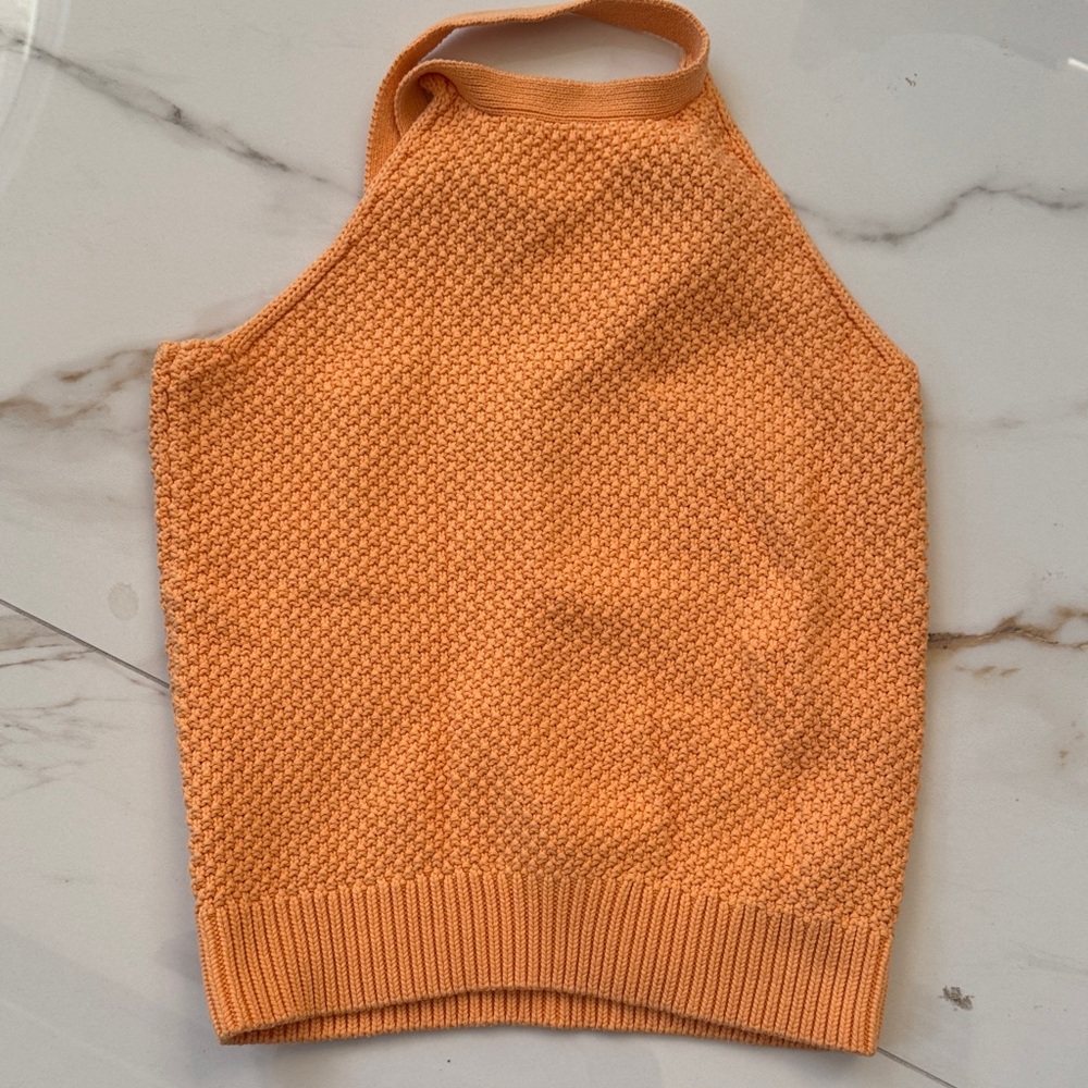 525 America Orange Textured Top M